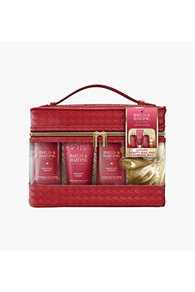 Baylis & Harding طقم حقائب زينة منسوجة باللون الأحمر