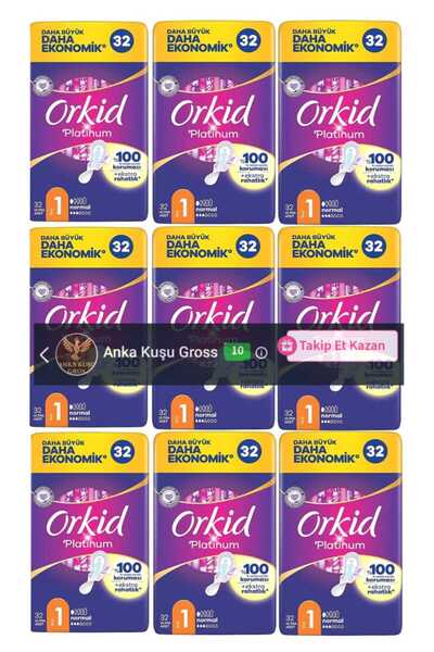 Orkid Platinum 1 No Dörtlü Paket Normal 32 Adet X 9 = 288 Adet