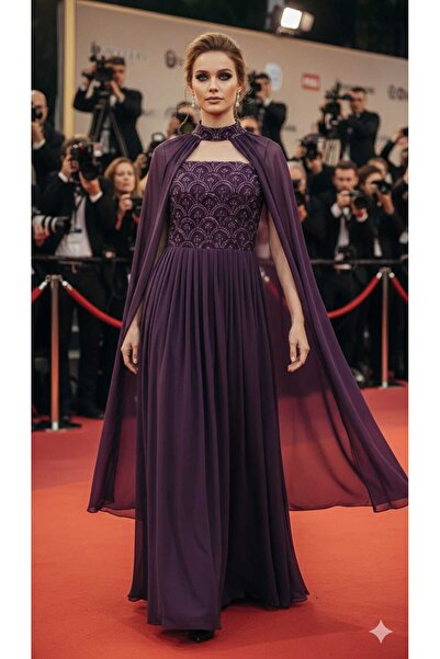 SERA Chiffon dress with embroidered bodice