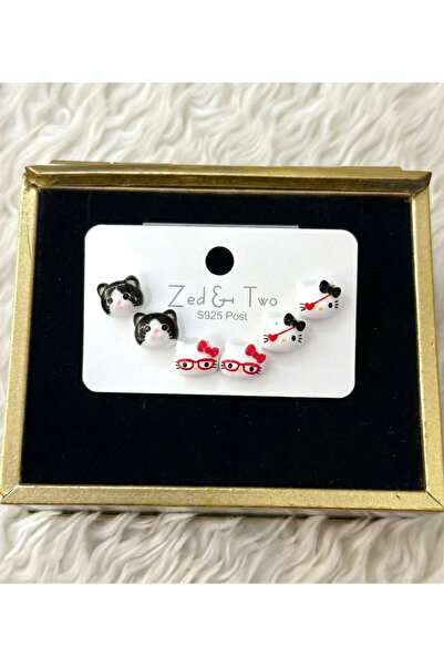 Craftique 3’lü Sevimli Kedi Figürlü Küpe Seti – Minimal Tasarım, Hafif ve Şık...