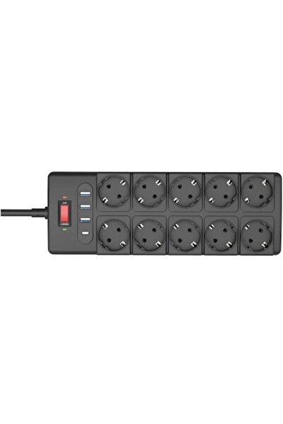 OEM Power Strip with Protection, 10 Schuko Sockets, 3 USB Ports, 1 USB-C