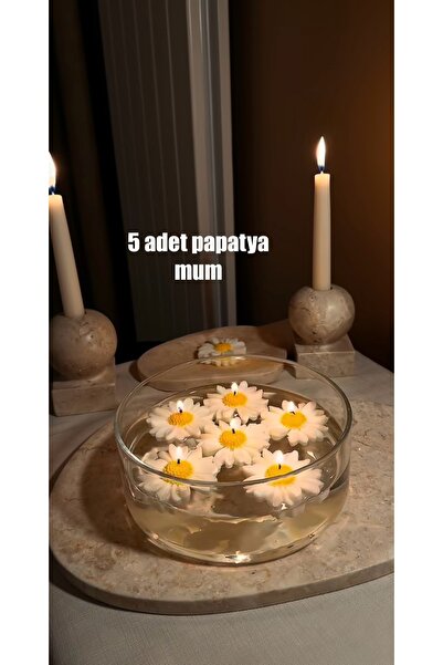 Loş Dükkan Suda Yüzen Mum 5 Adet Papatya Mum Hediyelik Mum