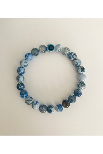 MK tasarım Genuine Blue Agate Stone Bracelet-Mkt.1.101.64 Relaxing, Embracing...