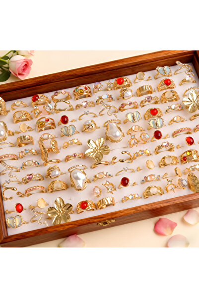 Ervalina Taşlı Renkli Pinterest Yüzükler