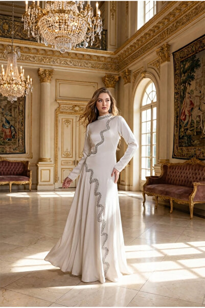 DVNA Classic Barbie evening gown with ivory embroidered chiffon and a wavy cr...