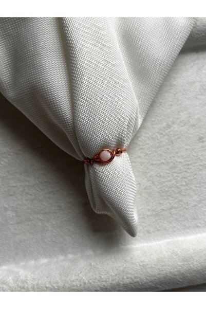 Pel Design Minimal Pink Natural Stone Wire Ring Handmade