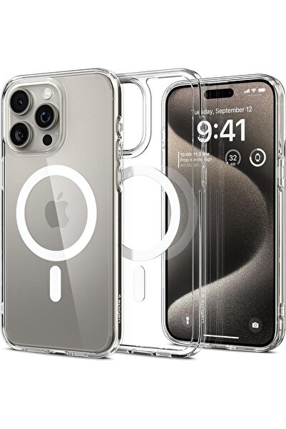 Spigen Ultra Hybrid MagFit Cover Compatible with iPhone 15 Pro Max – Clear White