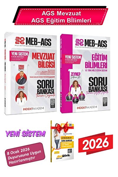 İndeks Akademi 2026 Yeni Sistem Meb AGS Mevzuat Soru Bankası+AGS Eğitim Bilim...