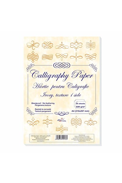 Libra Set 25 Sheets Calligraphy Paper – Ivory, Parchment Texture, 220 g/m²