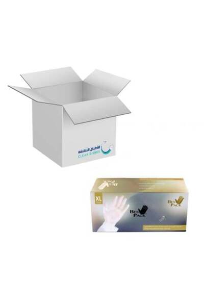 Bes Pack قفازات فينيل خالية من البودرة، مقاس XL (عبوة من 10 قفازات)