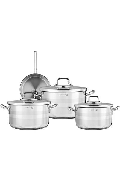 Generic Korkmaz Astron Steel Cookware Set, 7 Pieces - Silver