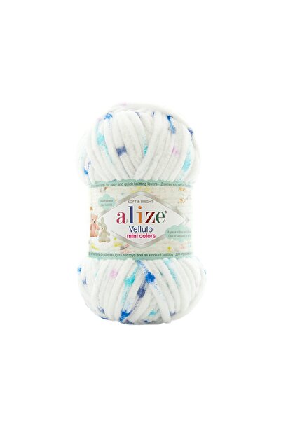 Alize Velluto Mini Colors Benekli Kalın Kadife El Örgü İpi 8117