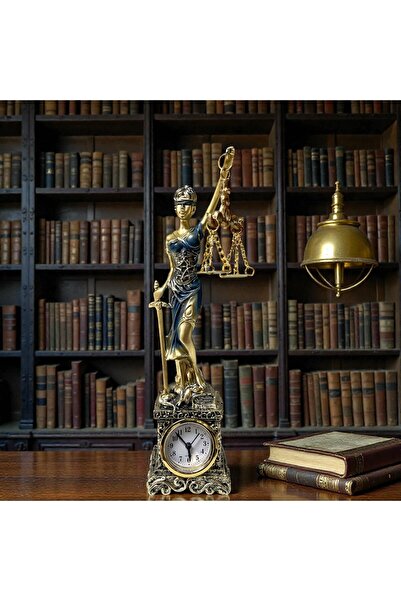 Kuzey Tacı Saatli Adalet Heykeli Themis Terazili Kılıçlı Hukuk Sembolü, Gold ...