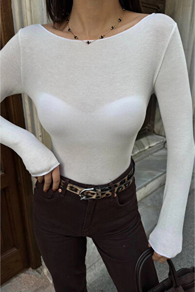 esilamoda Women's White Transparent Blouse