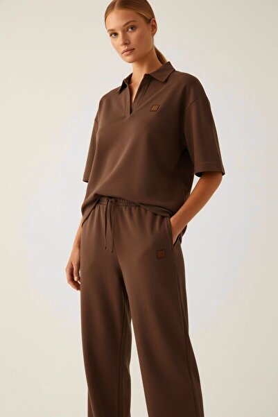 STYLENEST Women's Premium Polo Collar Suit Relaxed Fit Elastic Waist Pants