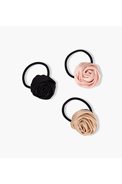 Lifestyle Pack of 3 Floral Accent Hair Tie