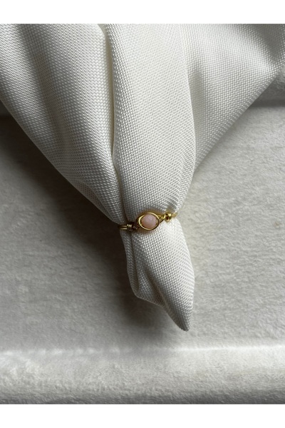 Pel Design Minimal Pink Natural Stone Wire Ring Handmade