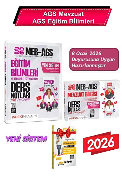 İndeks Akademi 2026 Yeni Sistem Meb AGS Eğitim Bilimleri Ders Notları+Yeni Si...