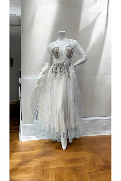 SERA off-white evening dress
