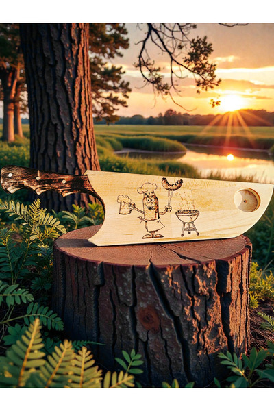 HandmadeDomideco Beech Wood Platter, Pyrographed - The Taste of Barbecue Serv...