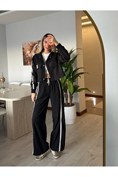 Quzu Match Şerit Detaylı Tasarim Cool Ceket Pantolon Takım