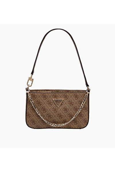 Guess Noelle Mini Monogram Print Shoulder Bag with Chain Detail