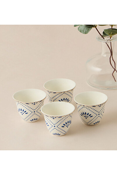 Lifestyle طقم من 4 أكواب قهوة من الخزف الصيني مطبوع