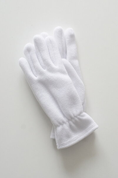 Mrey Women's White Fleece Winter Closed-Toe Fleece 1 Pair Gloves with Elastic...