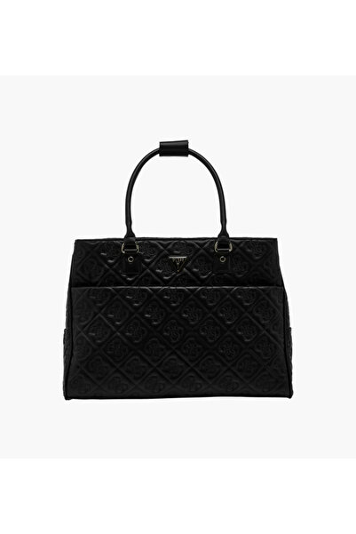 Guess ADELASIA Monogram Embroidered Tote Bag with Double Handles