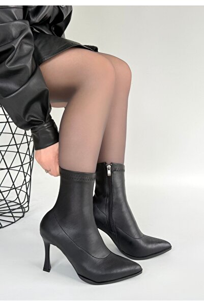 Erbilden Orjen Black Leather Stretch Heeled Boots