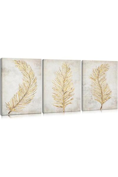 Oairse Set of wall paintings 30 cm x 40 cm, hand-painted birch wood frame -3PCS