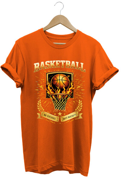 onsrawear Basketball Pota Printed No Excuses Just Buckest Designed 100% Cotto...