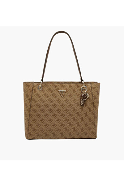 Guess Noelle II Monogram Print Tote Bag with Charm Detail