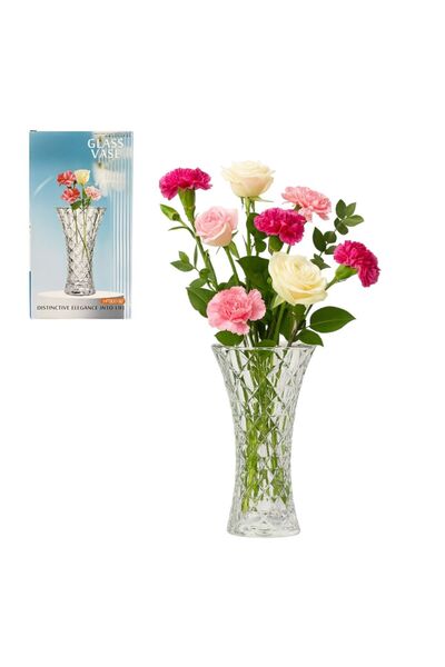 First Choice Flower Vase 29x15cm, Thick Glass, Transparent