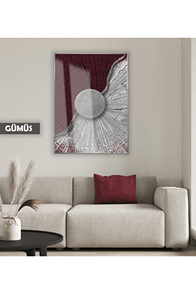 Harika bir ev HARİKABİREV|BORDO-GRİ SOYUT MODERN MODEL |ÇERÇEVELİ TEMPERLİ CA...