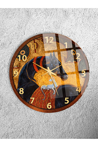 Olinpa Unbreakable Glass Wall Clock, Gold Art Home Office Gift with Table and...