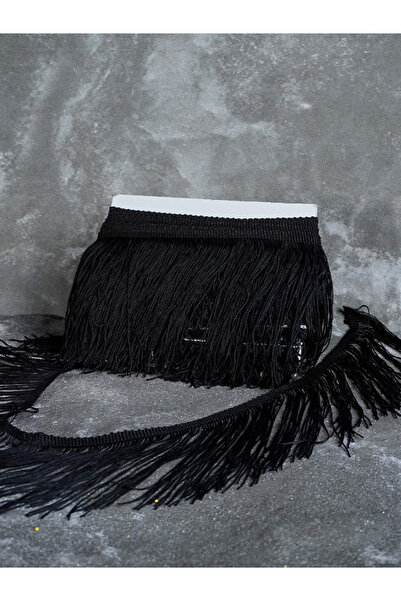 ARN Panglică neagră cu franjuri și ciucuri 15 cm – (1 METRU) Accesoriu decora...