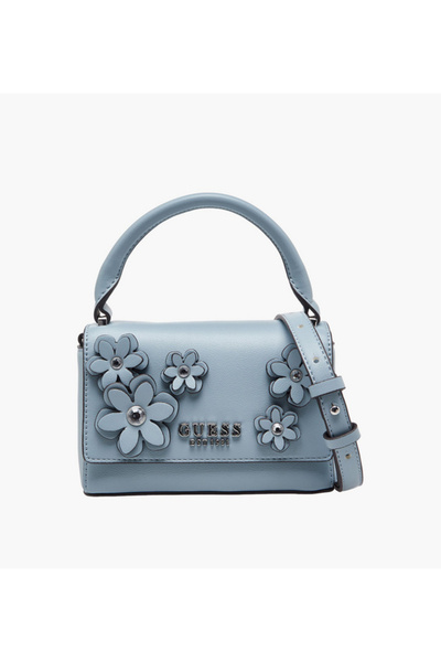 Guess Zaria Mini Floral Applique Embellishment Crossbody Bag with Top Handle