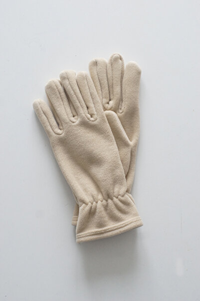 Mrey Women's Beige Polar Winter Closed-Toe Polar 1 Pair of Gloves with Elasti...