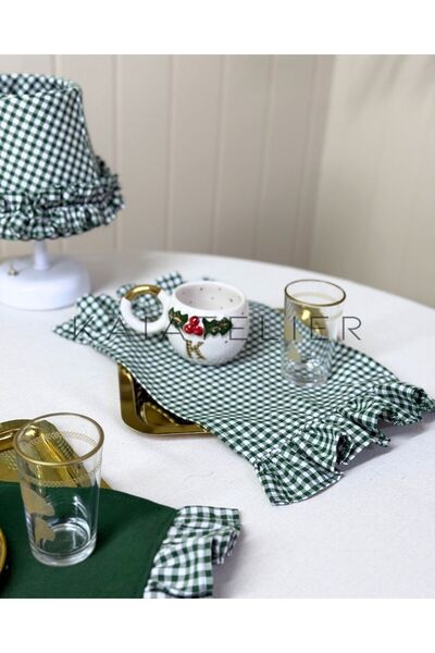 KaiAtelier غطاء صينية من الكتان المزين بالكشكش من موسسي