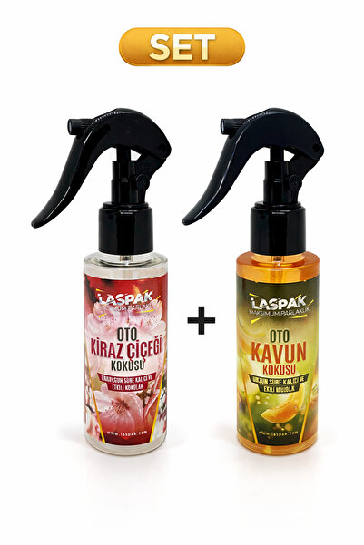 LASPAK 2’li Sprey Oto Kokusu Seti Uzun Süre Kalıcı Ferah Araç Parfümü Kavun-K...