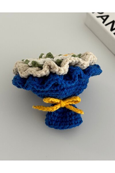 acc swen Μίνι πλεκτό μπρελόκ με μπλε μαργαρίτες (1 τεμάχιο)