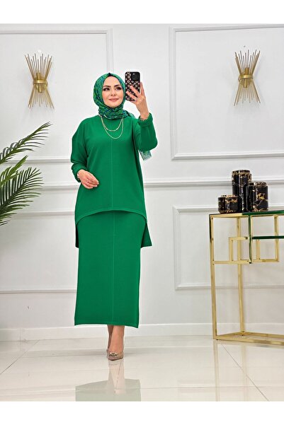 Summer Store Sadem Long Tunic and Skirt Two-Piece Hijab Set