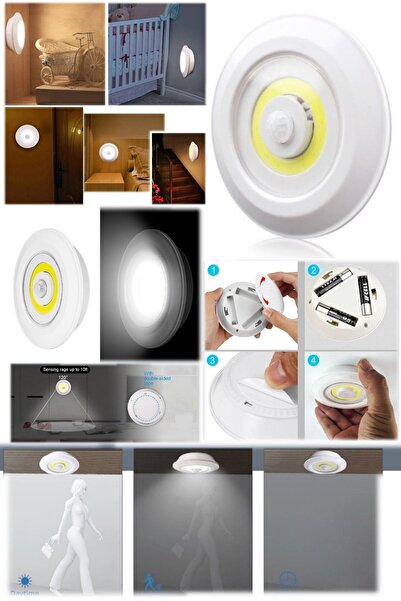 Munico Arkası Yapışkanlı Sensörlü Spot Lamba Bebek Odaları Kolidor Gece Lamba...