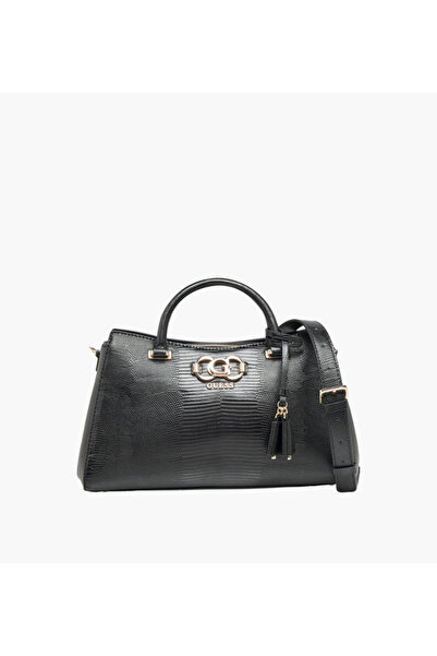 Guess Salinge Textured Satchel Bag with Double Handle