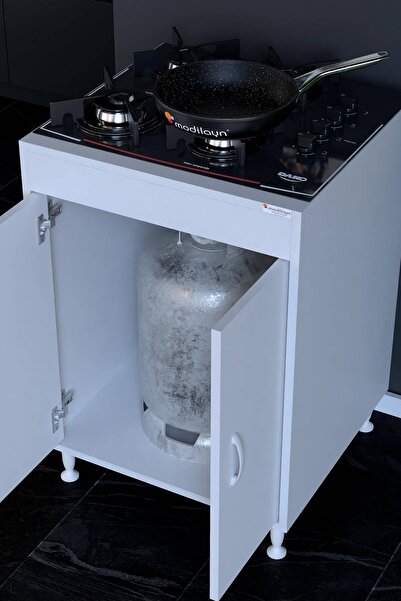 Modilayn Elit Gömme Tip Ocak Uyumlu ve 2 Kapaklı Tüp Bölmeli Mutfak Dolabı