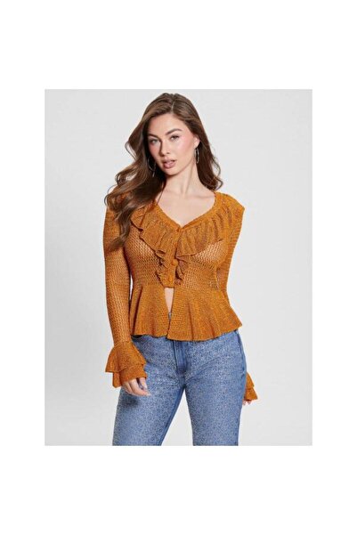 Guess Blouse with gold inserts, Copper red, W3YR06R24F0