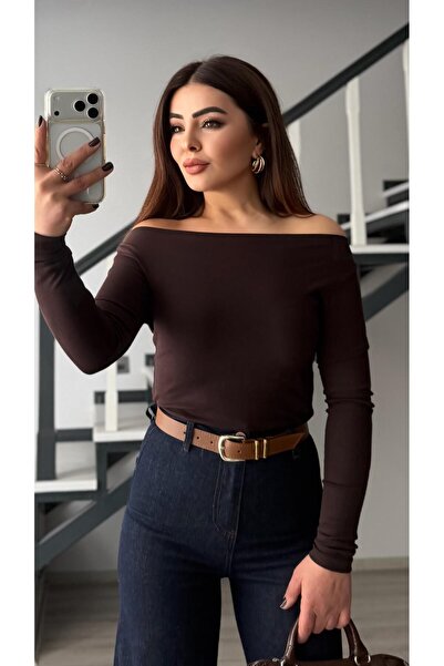 Oslove Bitter Brown Boat Neck Soft Touch Blouse