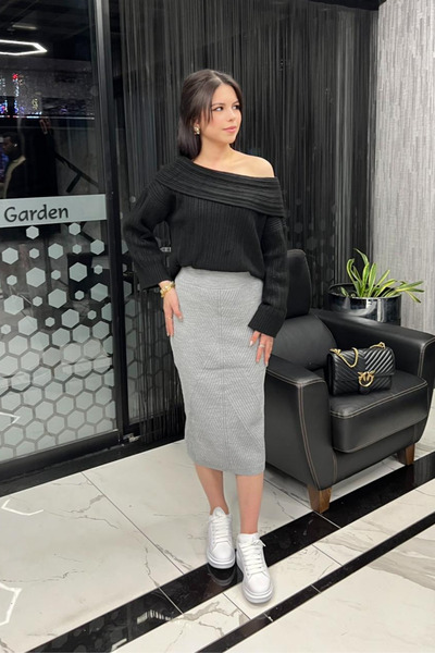 sunfyre Women's Elastic Waist Midi Length Comfortable Fit Knitwear Pencil Ski...