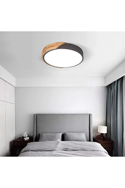 OEM LED ceiling light black + wood 14 W, 1890 lm, neutral light